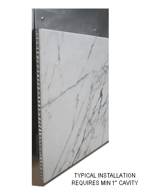 Marble and Aluminum Honeycomb Sample panel hung